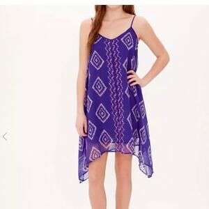 Billabong Rapid Waves Handkerchief Hem Shift Sleeveless Tissue Chiffon Dress S